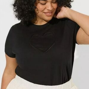 Torrid Black Tee with Heart Embroidery